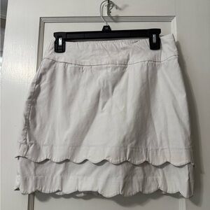 Crown & Ivy White Scalloped Mini Skirt